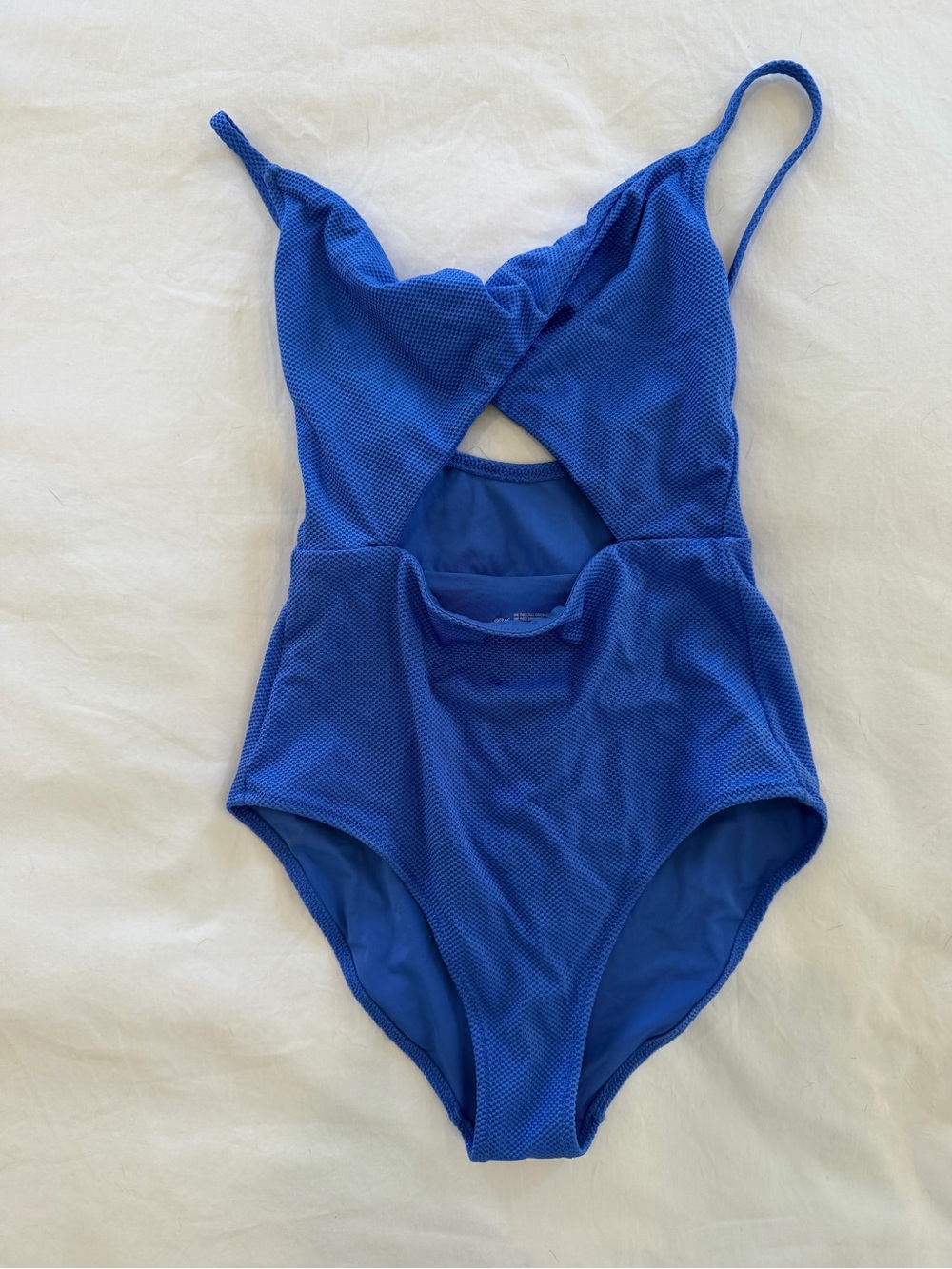 aerie Electric Blue Textured One-Piece Swimsuit with Front Cutout - Never Worn.